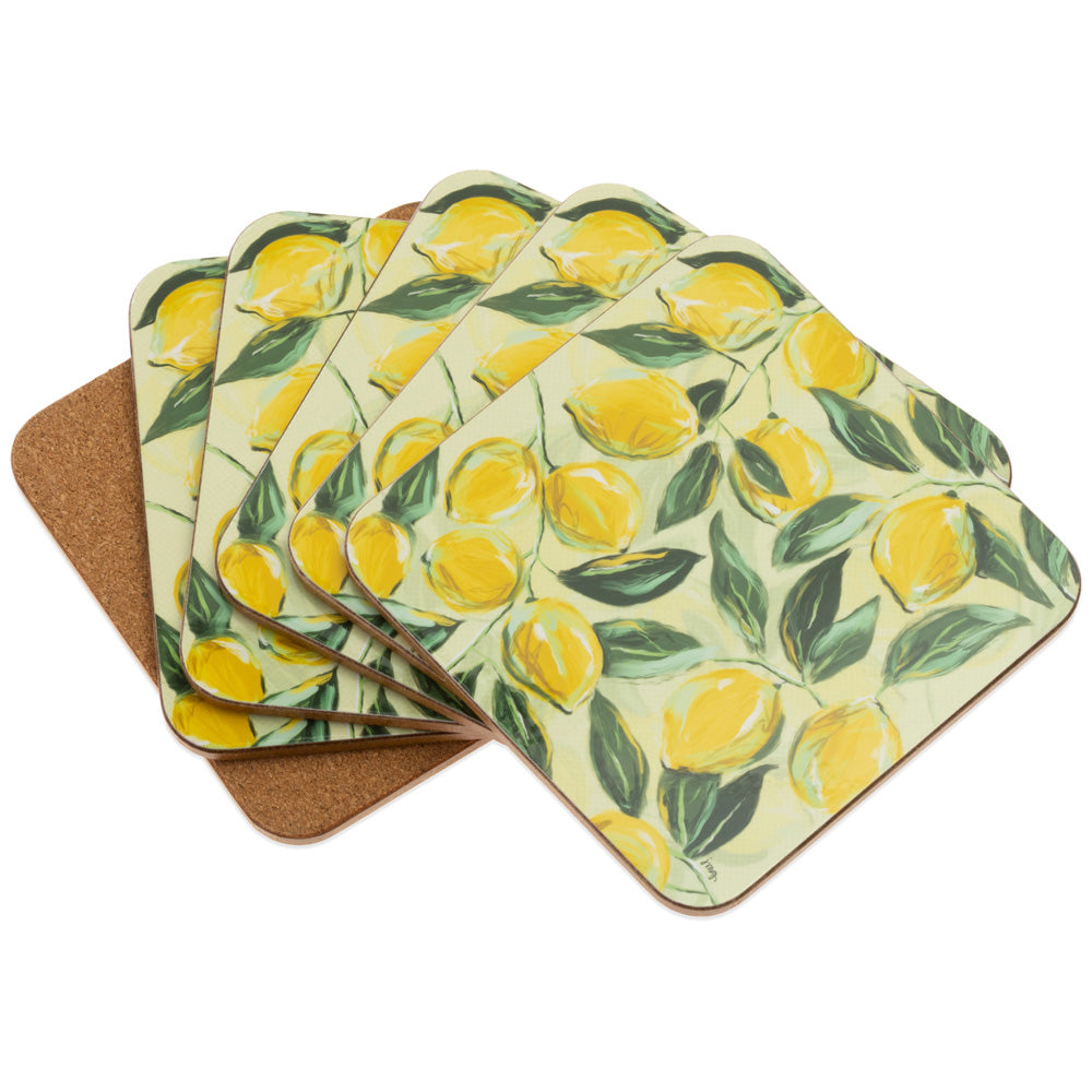 Posavasos de corcho con diseño de limones (juego de 6)