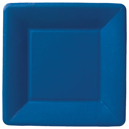 Plato de postre cuadrado clásico de lino azul oscuro