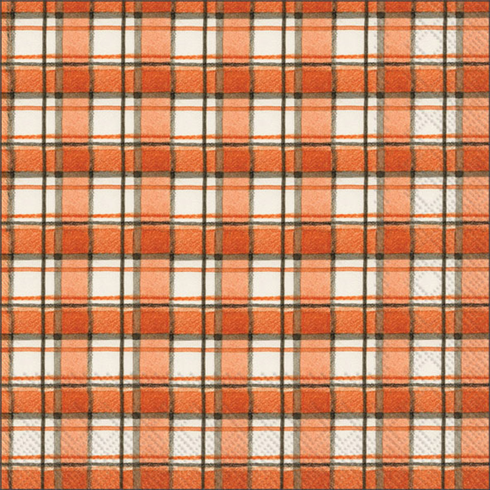 Servilleta de almuerzo a cuadros naranja y gris