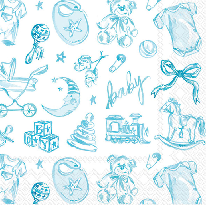 Servilleta de cóctel Baby Toile azul