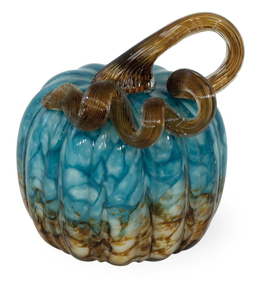 Calabaza pequeña de Copper Canyon en vidrio azul y cobre