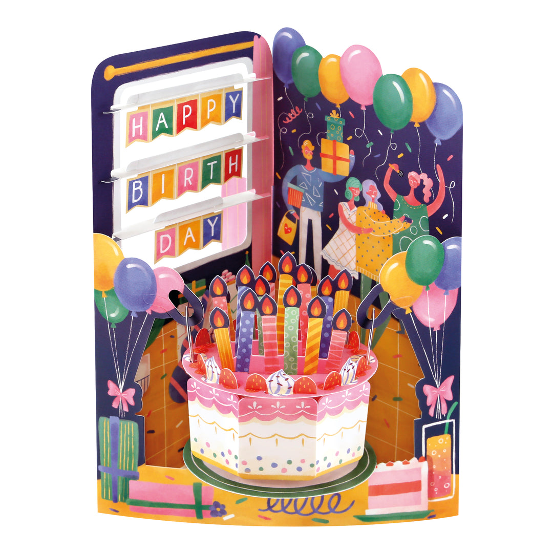 Tarjeta de celebración de cumpleaños con columpio