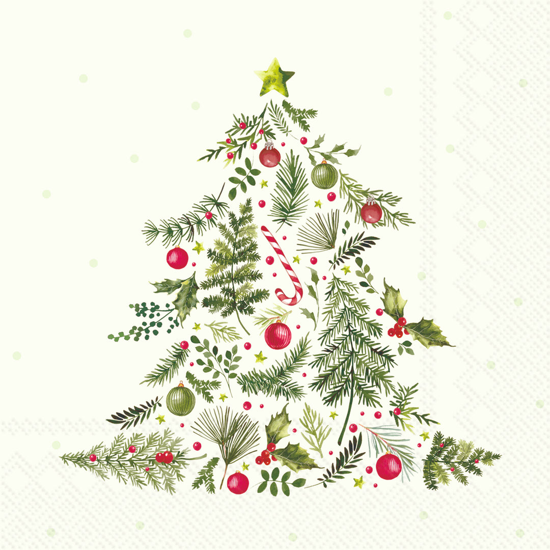 Christmas Branches Tree Cocktail Napkin light green