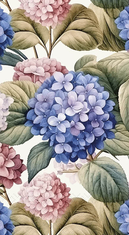 Toalla de invitados con hortensias pintadas
