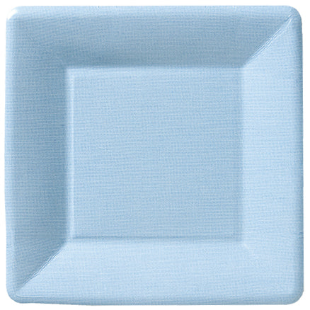 Plato de postre cuadrado clásico de lino azul claro