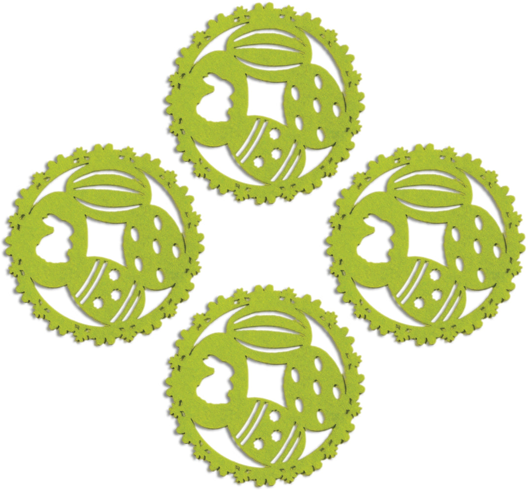 Posavasos de fieltro con forma de huevo (juego de 4) verde