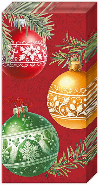 Pañuelos de bolsillo rojos con burbujas navideñas