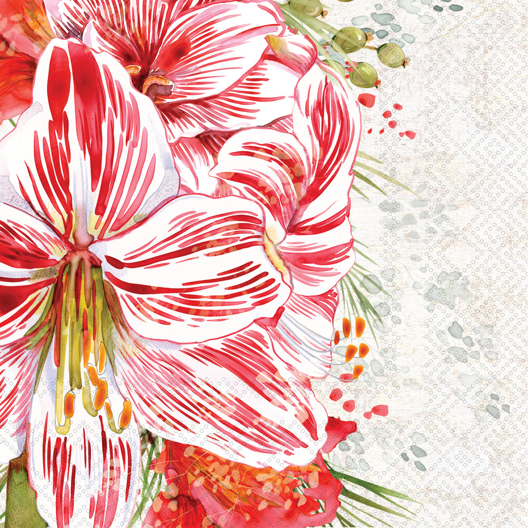 Striped Amaryllis Cocktail Napkin