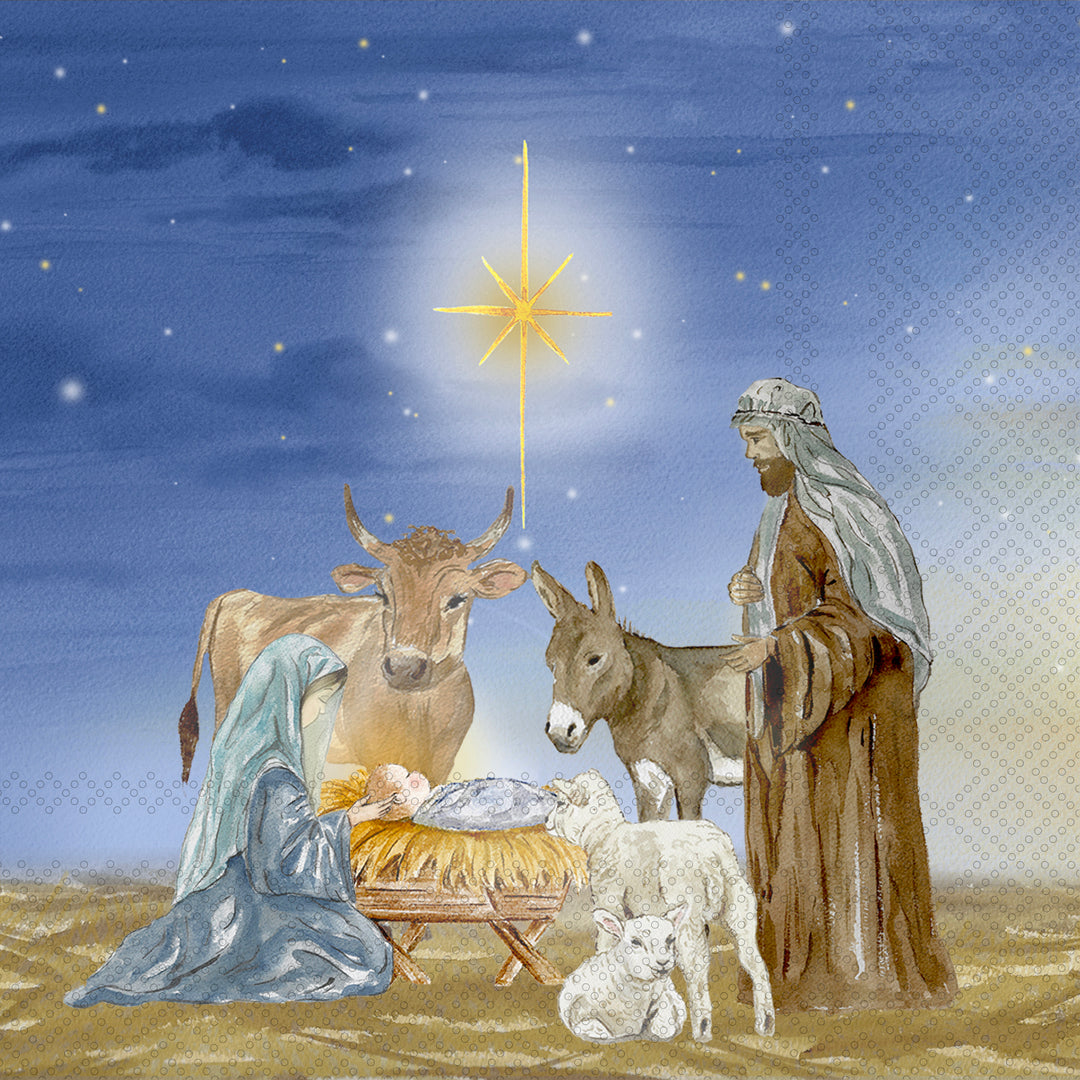 Starry Nativity Cocktail Napkin