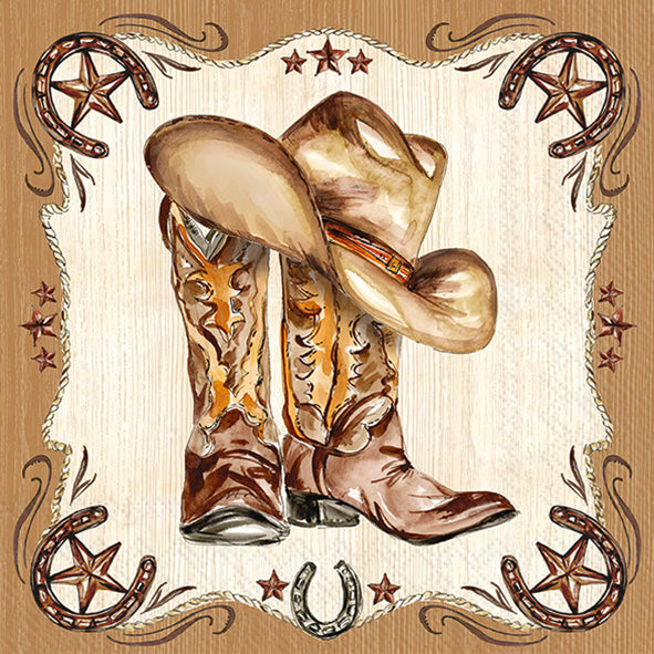 Servilleta de almuerzo con botas de cuero estilo western
