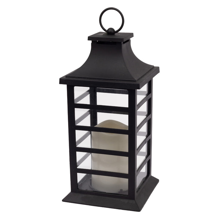 Farol de listones negros con vela LED