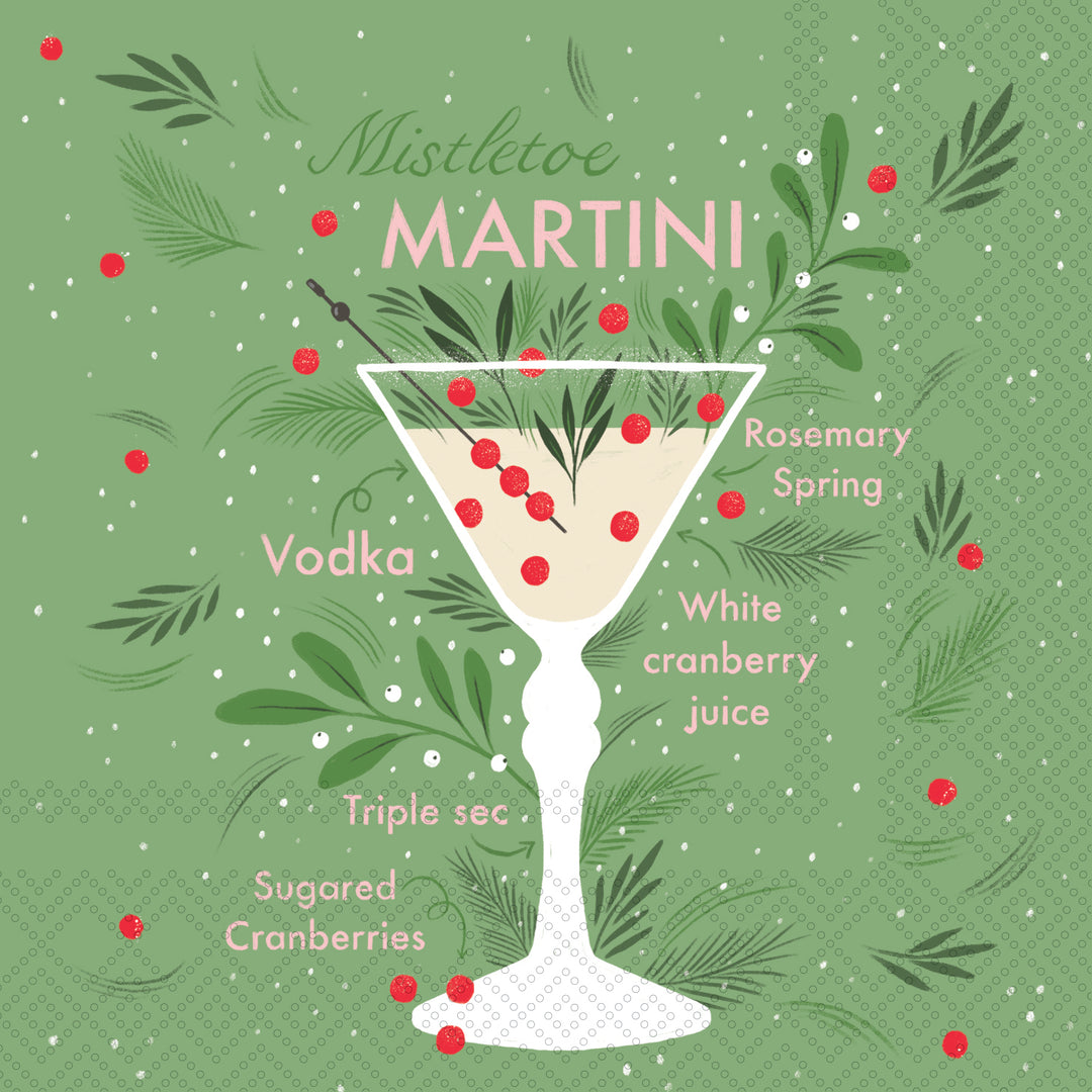 Mistletoe Martini Cocktail Napkin