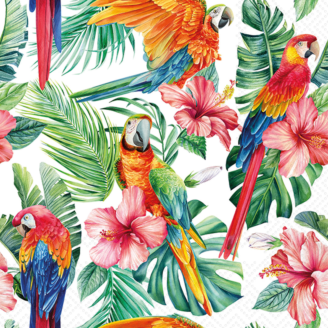 Servilleta de cóctel de guacamayo escarlata e hibisco