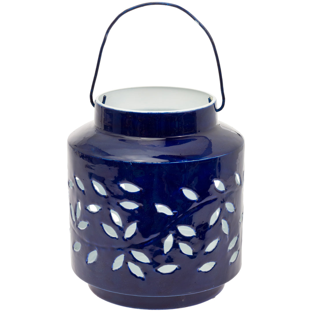 Farol de exterior de metal azul marino mediano