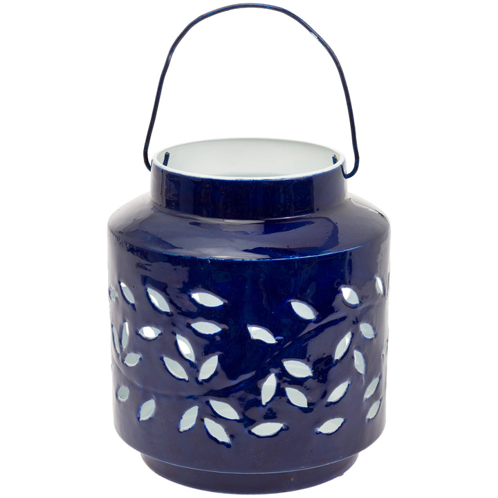 Farol de exterior de metal azul marino mediano