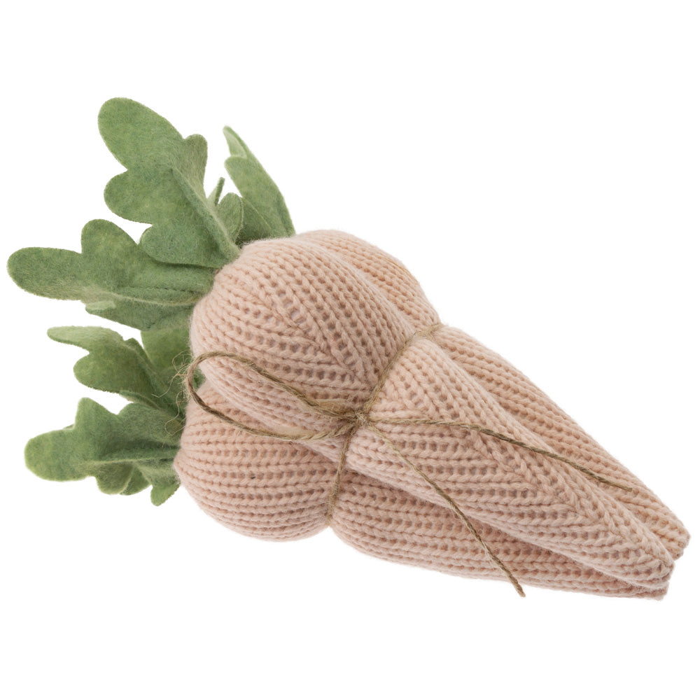 Paquete de 3 zanahorias de peluche de ganchillo color crema