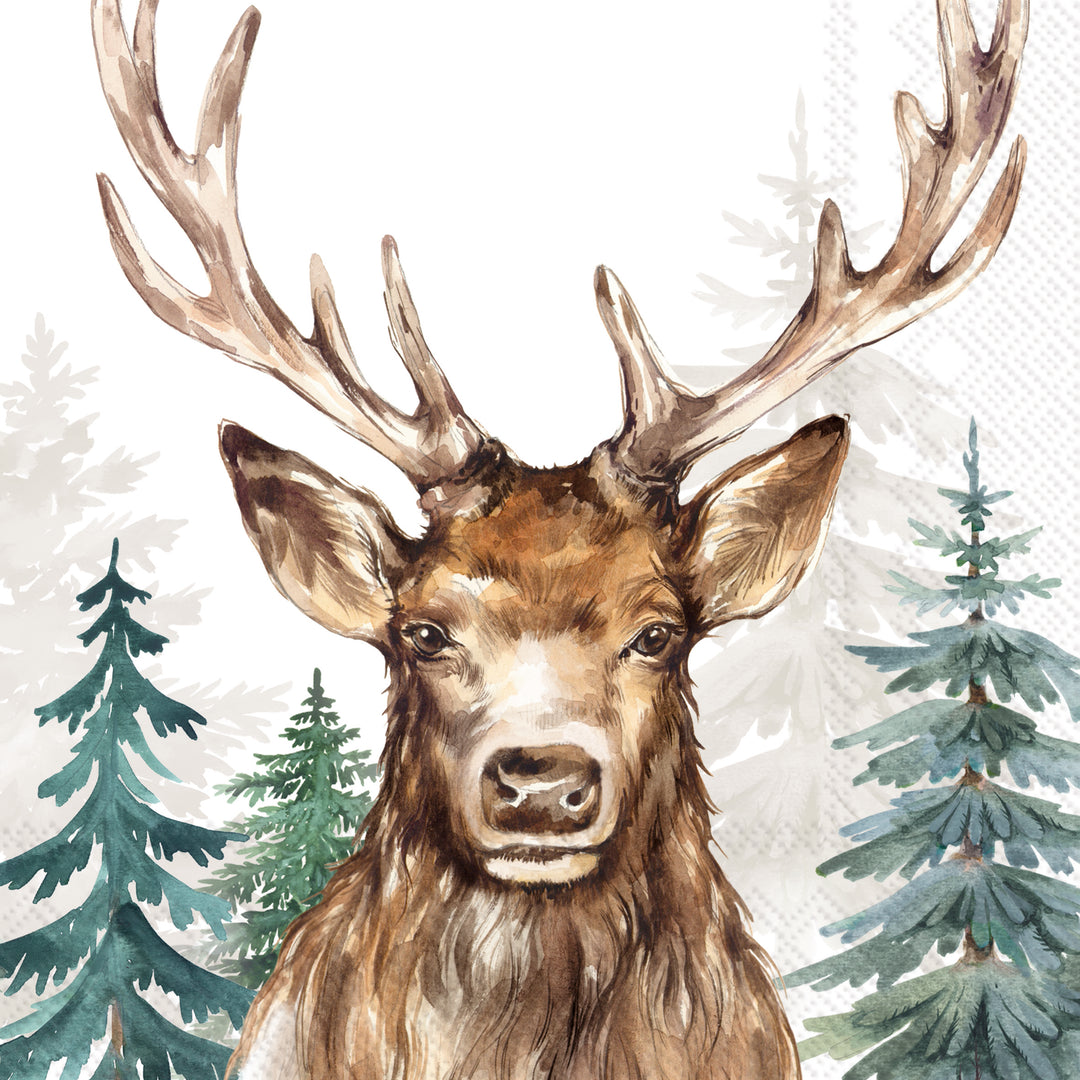 The Woodland King White Cocktail Napkin