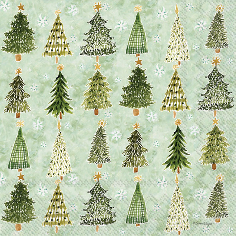 Servilleta de cóctel con diseño de árbol de Navidad