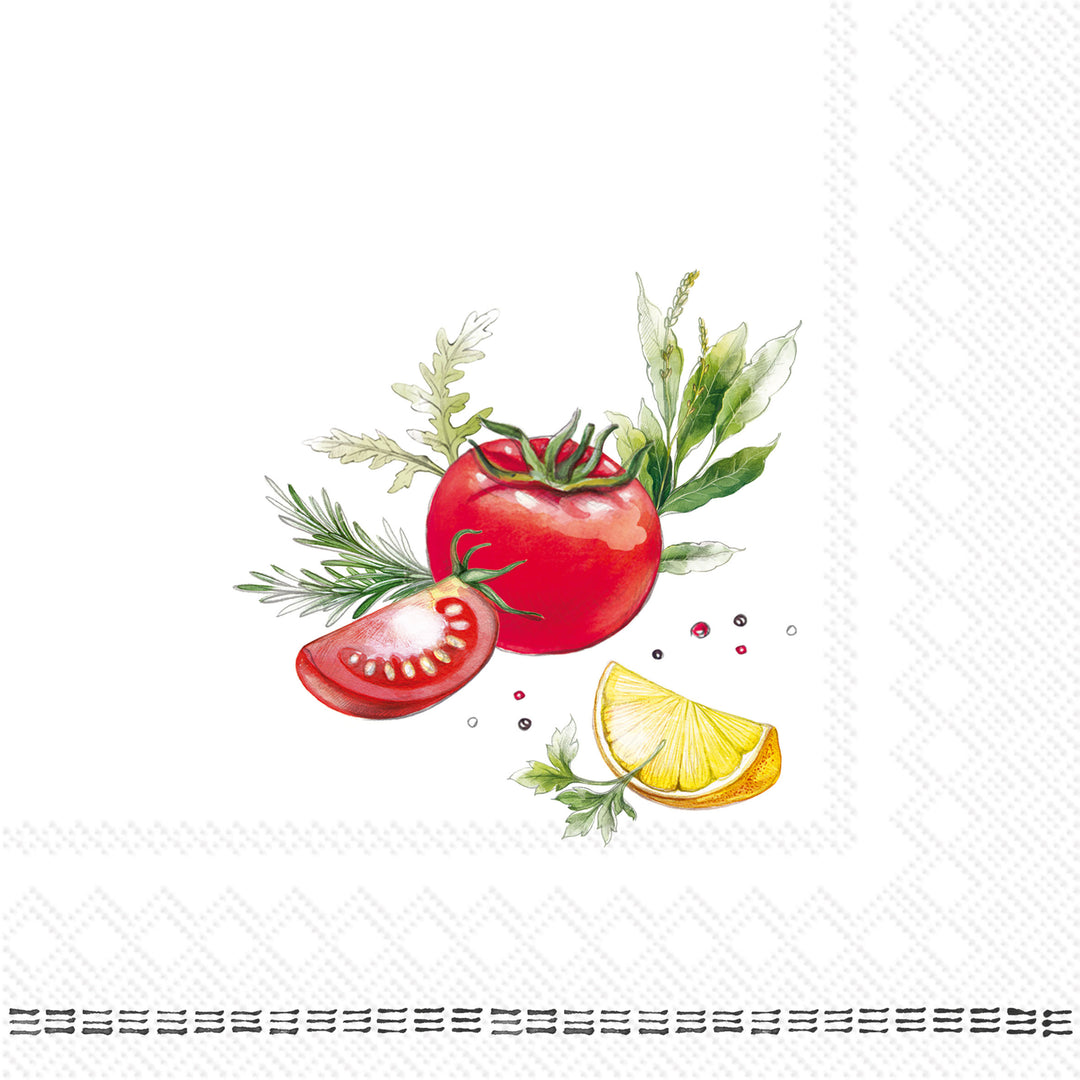 Servilleta de almuerzo con tomates frescos