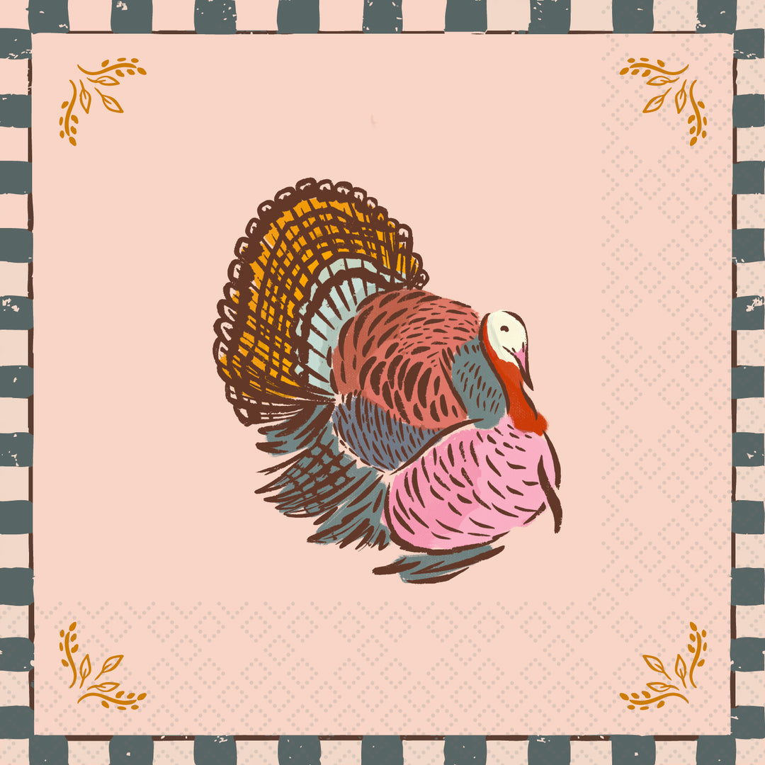 Fall Bright Turkey Cocktail Napkin