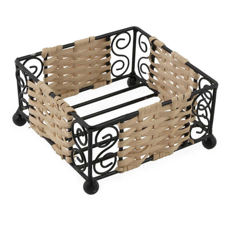 Cesta de cóctel de alambre y ratán negro natural