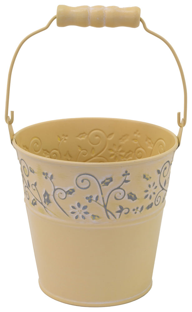 Cubo pequeño con detalles florales amarillos