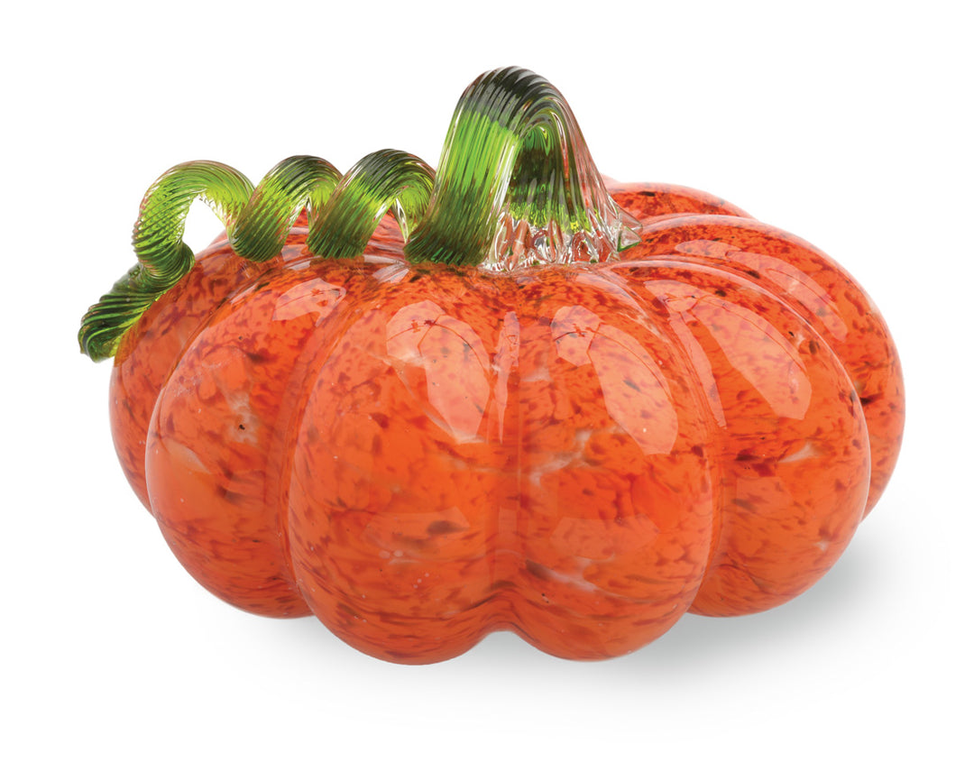 Calabaza de cristal pequeña naranja con tallo verde