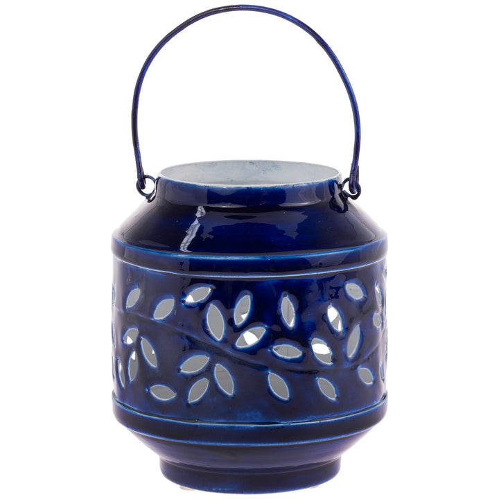 Linterna pequeña de metal para exteriores de color azul marino