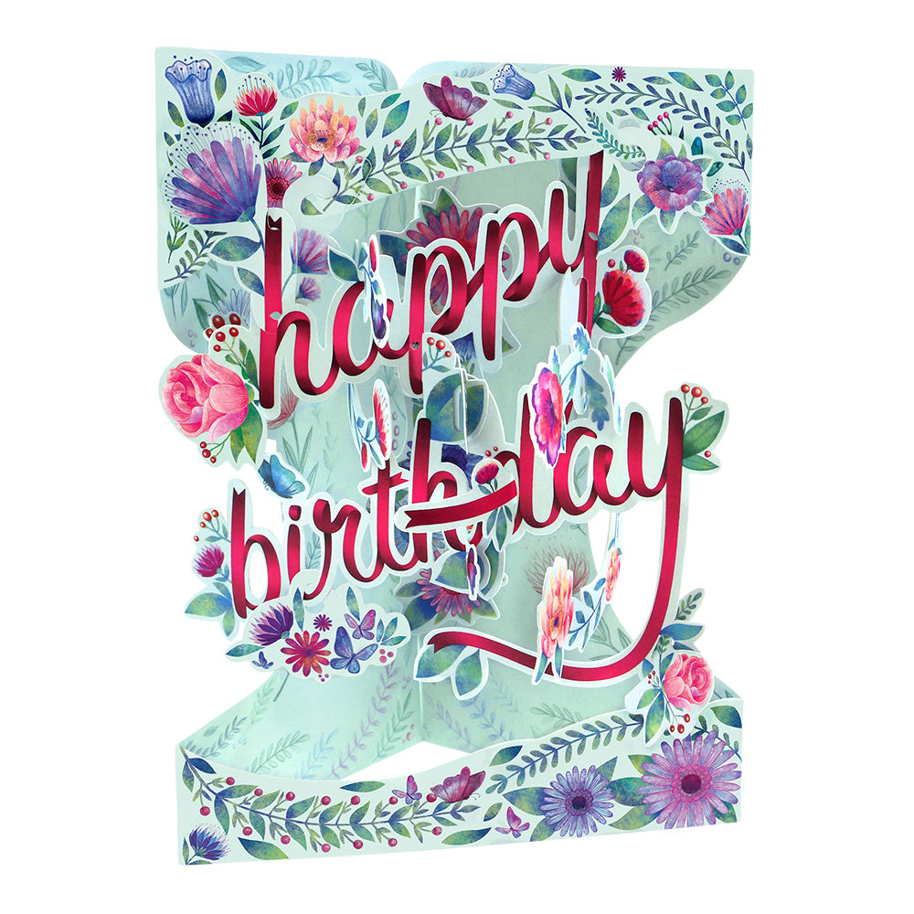 Tarjeta floral de feliz cumpleaños