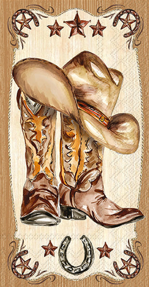 Toalla de invitados con botas de cuero estilo western