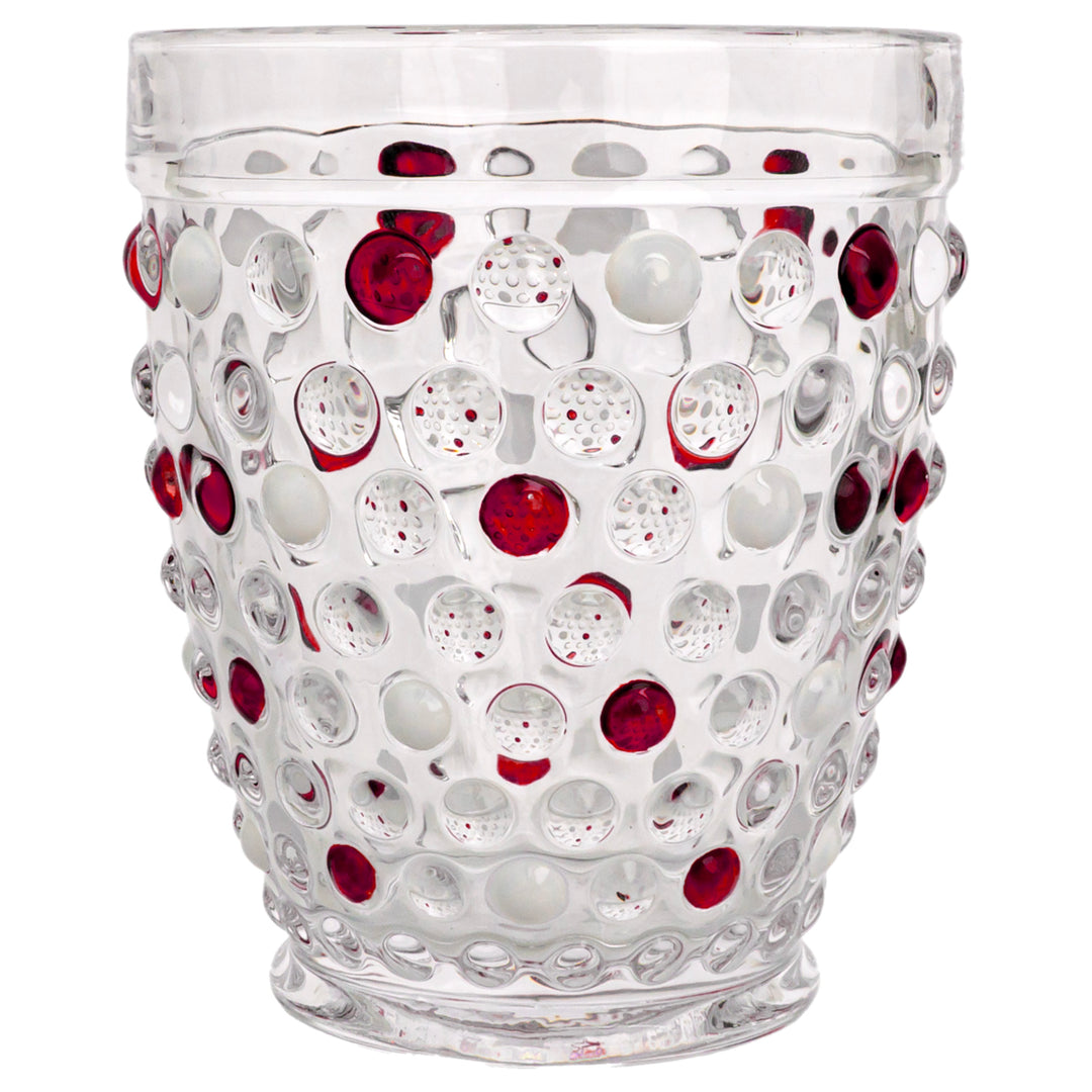 Red &amp; White Hobnail Drinking Glass