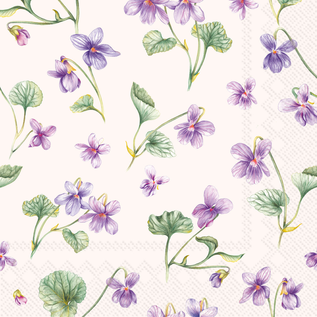 Servilleta de almuerzo color crema Dream Of Violets