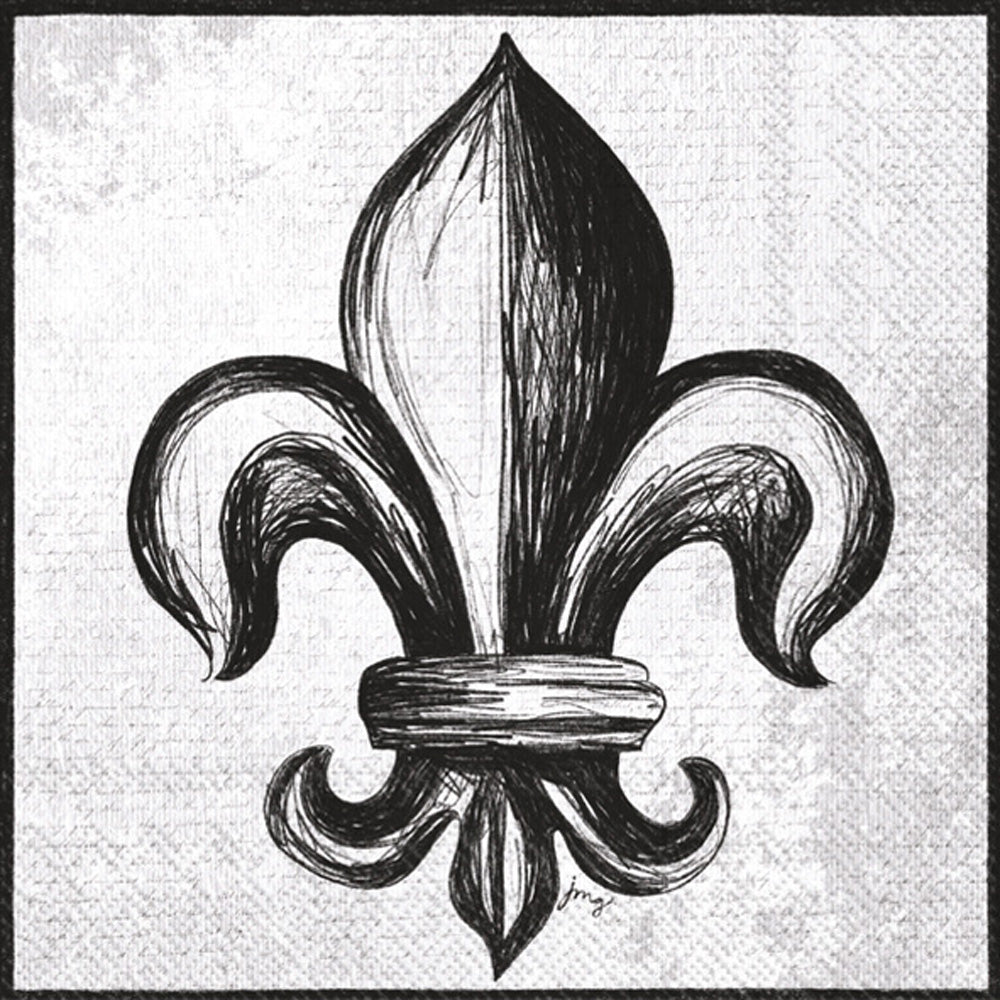 Croquis Fleur De Lis Cocktail Napkin