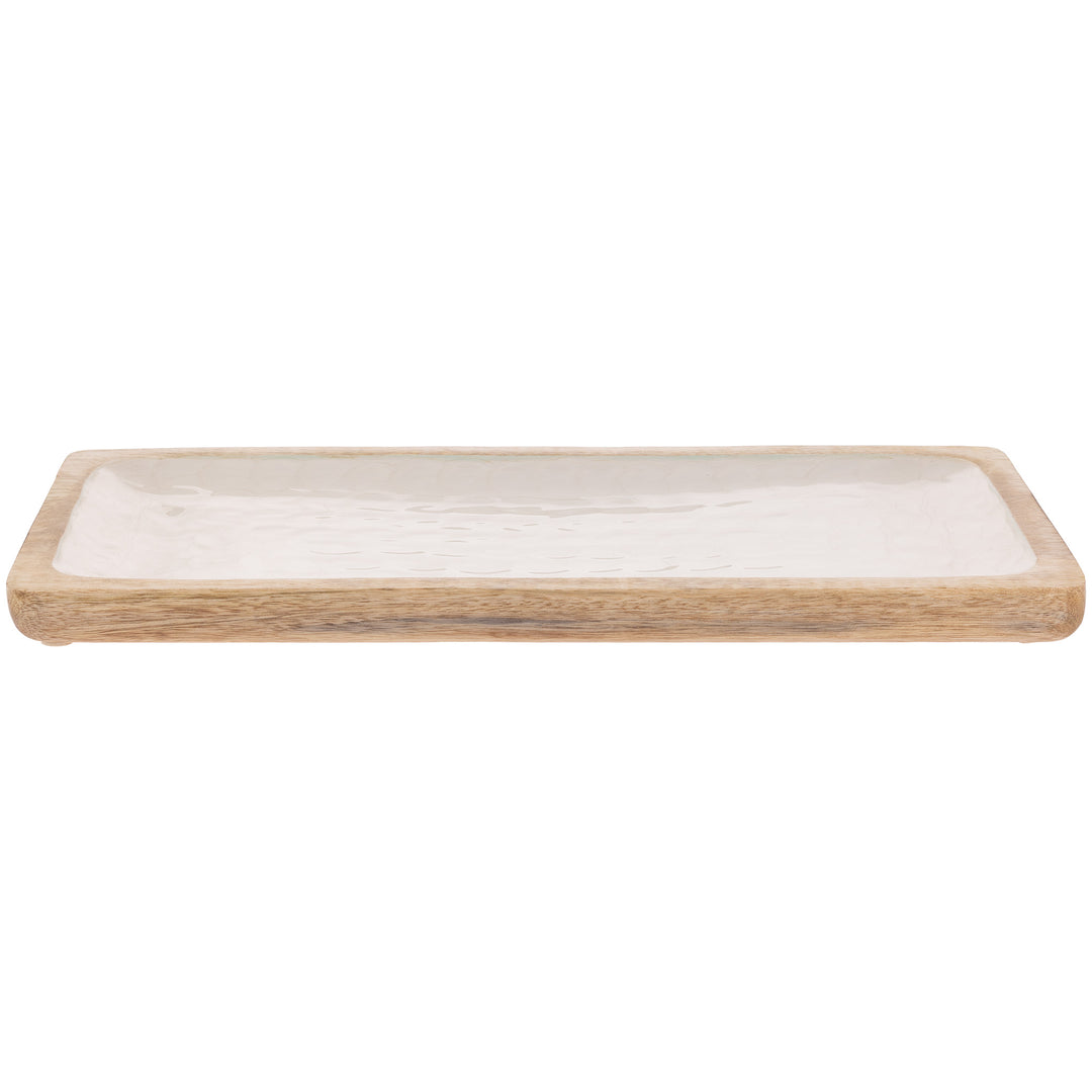 Bandeja rectangular grande de madera de nácar