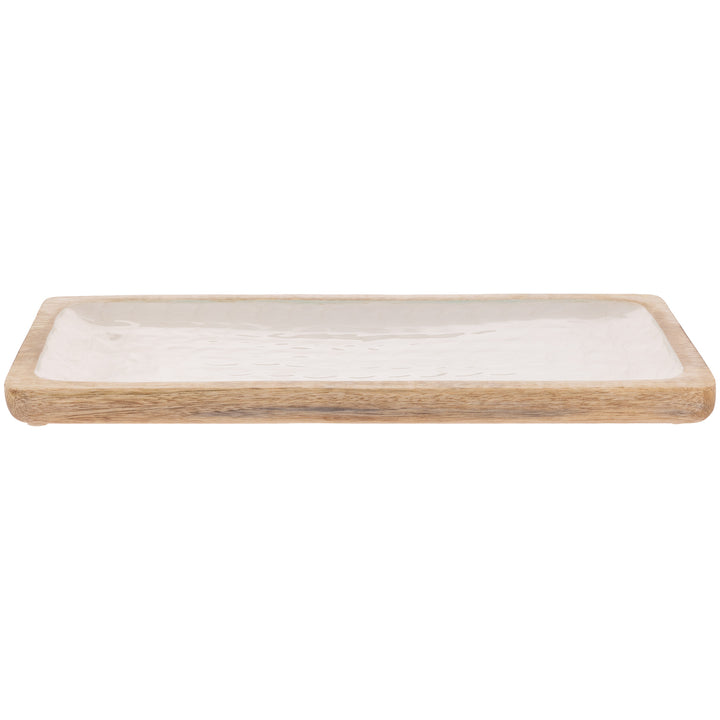 Bandeja rectangular grande de madera de nácar