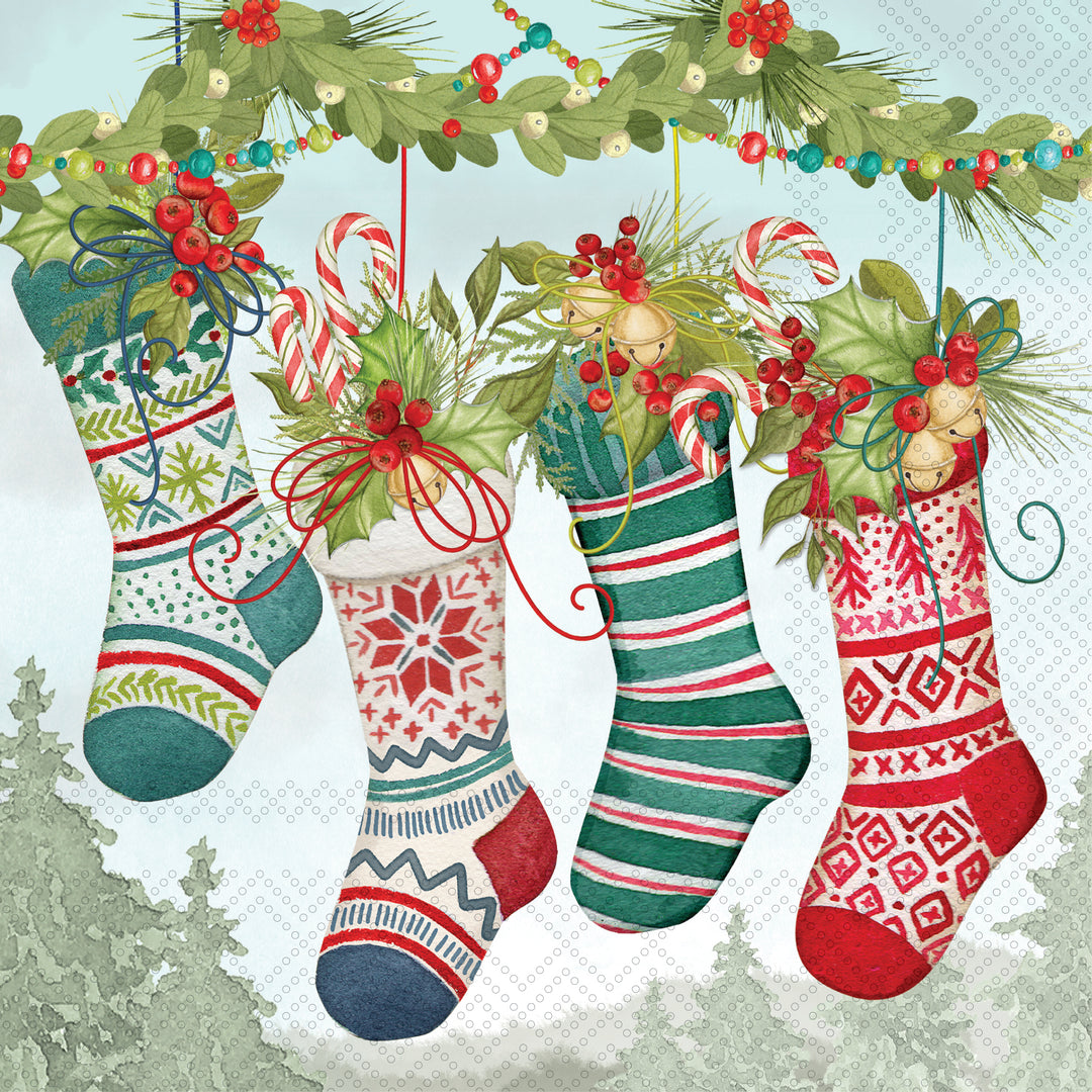 Tree Farm Stockings Cocktail Napkin