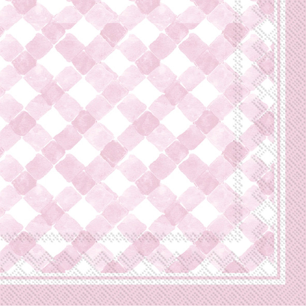 Servilleta de cóctel de cuadros vichy rosa claro
