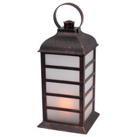 Farol de listones de bronce antiguo esmerilado con tira de LED