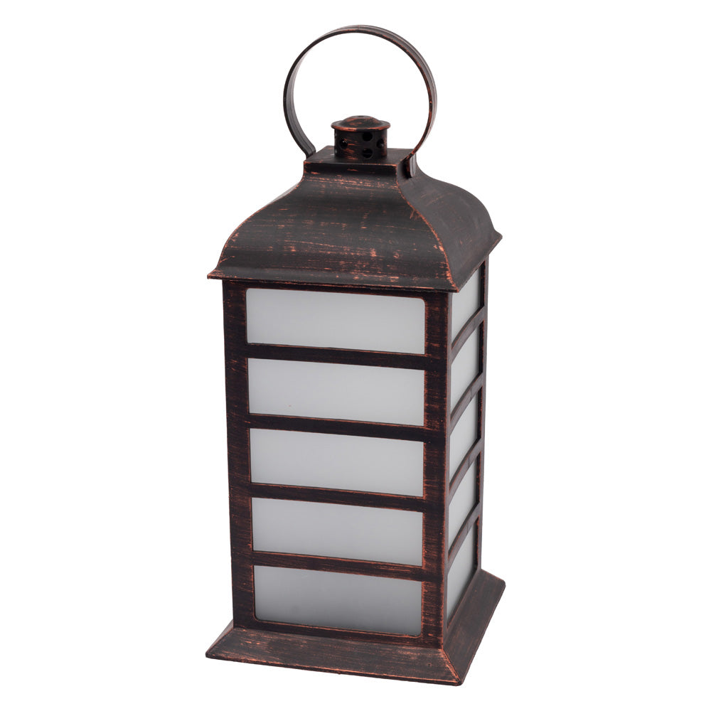 Farol de listones de bronce antiguo esmerilado con tira de LED
