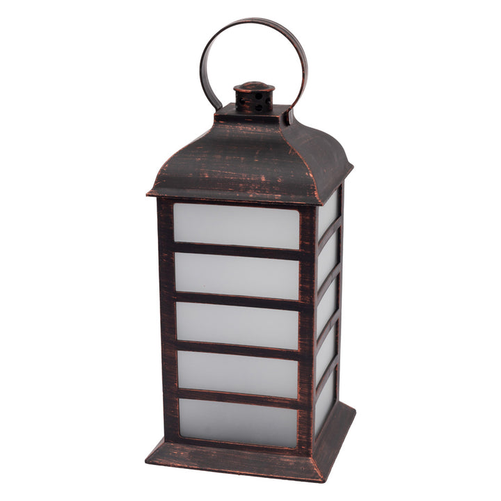 Farol de listones de bronce antiguo esmerilado con tira de LED