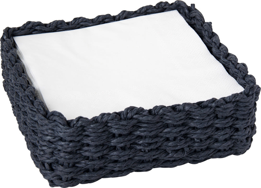 Lonchera tejida de papel azul oscuro