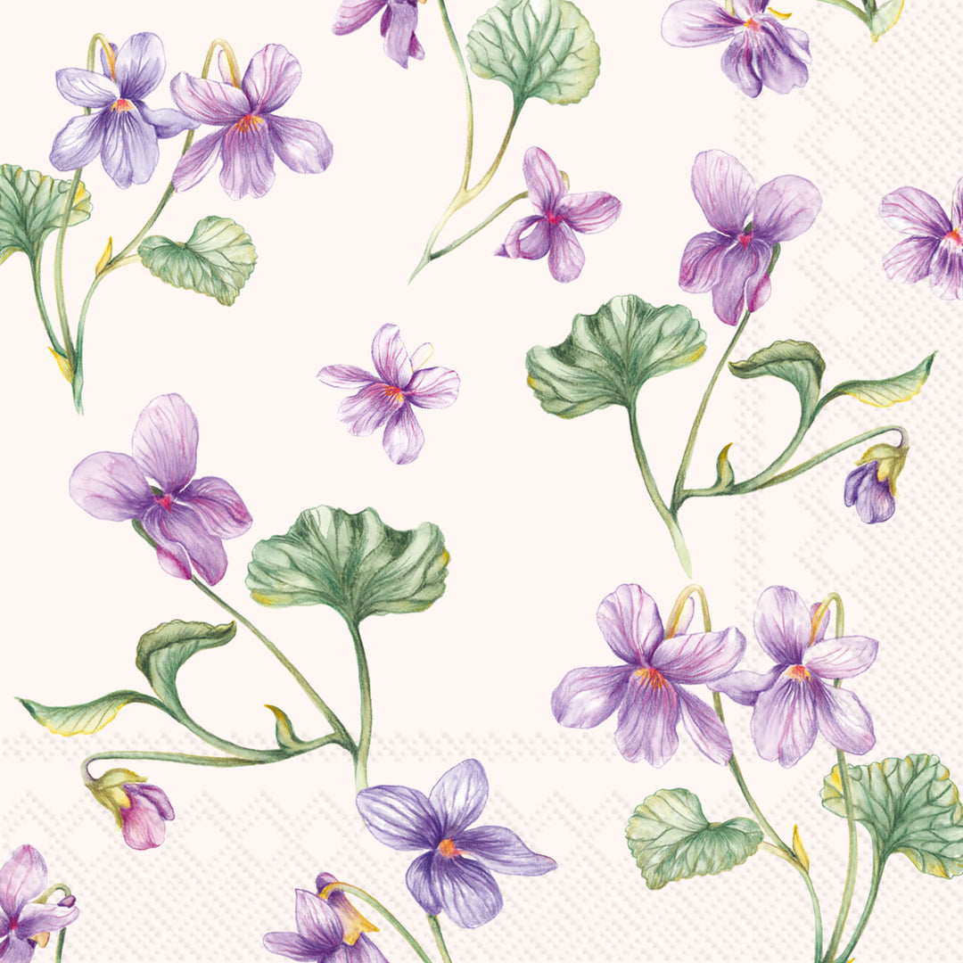 Servilleta de cóctel color crema Dream Of Violets