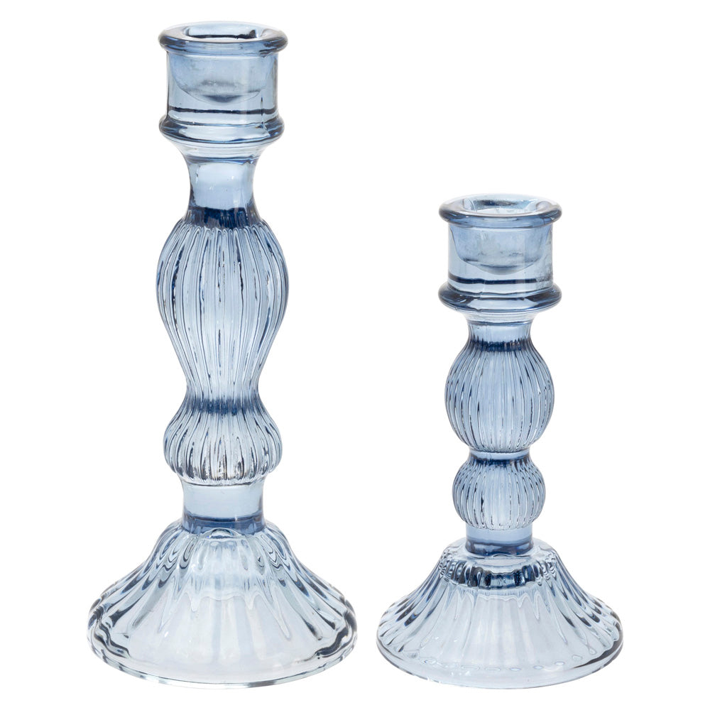Candelabros de vidrio azul marino (juego de 2)