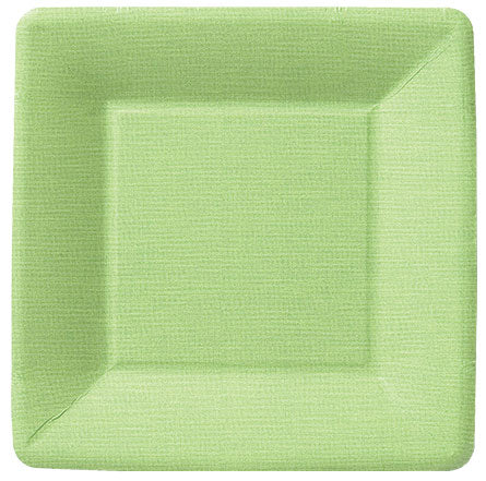 Plato de postre cuadrado clásico de lino verde
