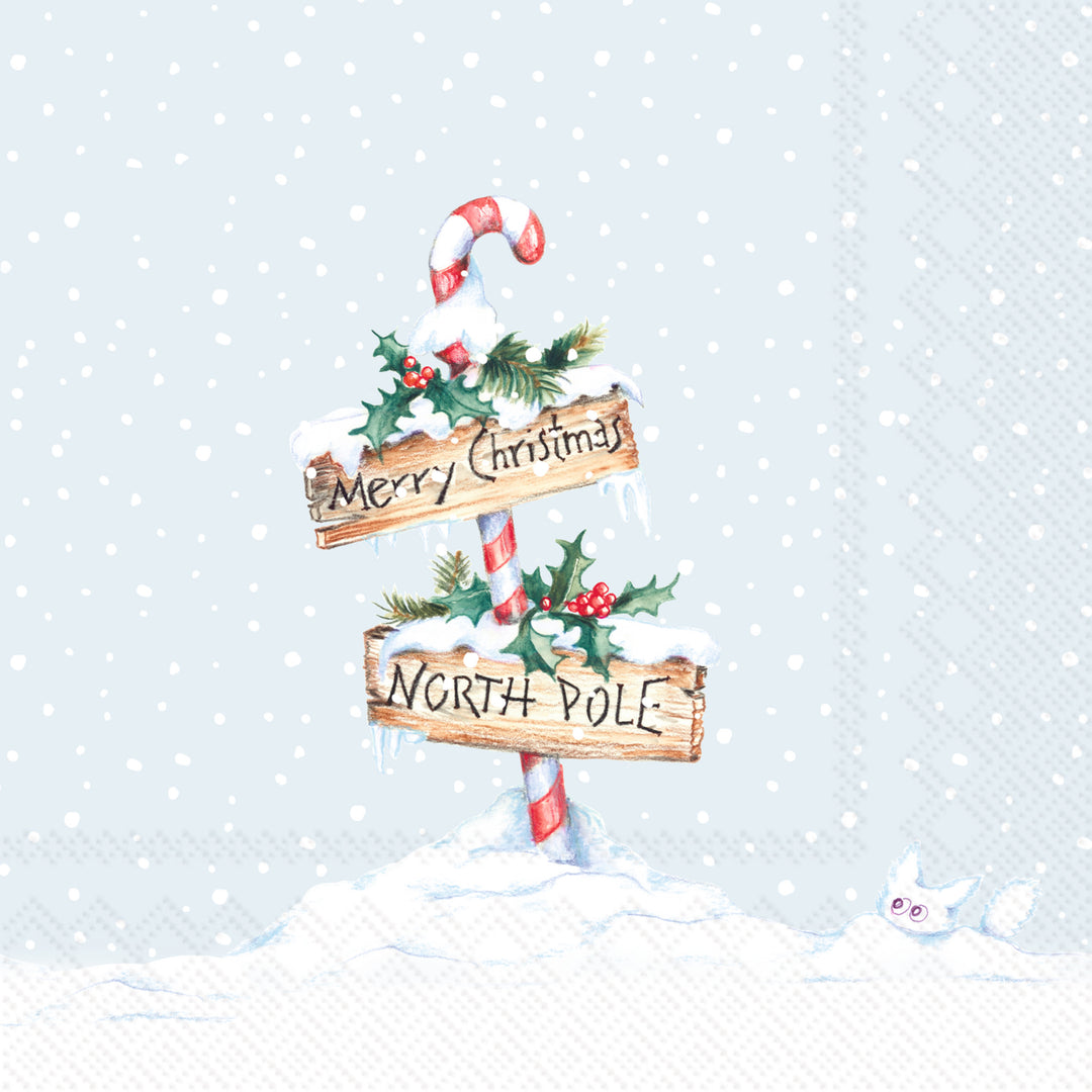 North Pole Light Blue Lunch Napkin