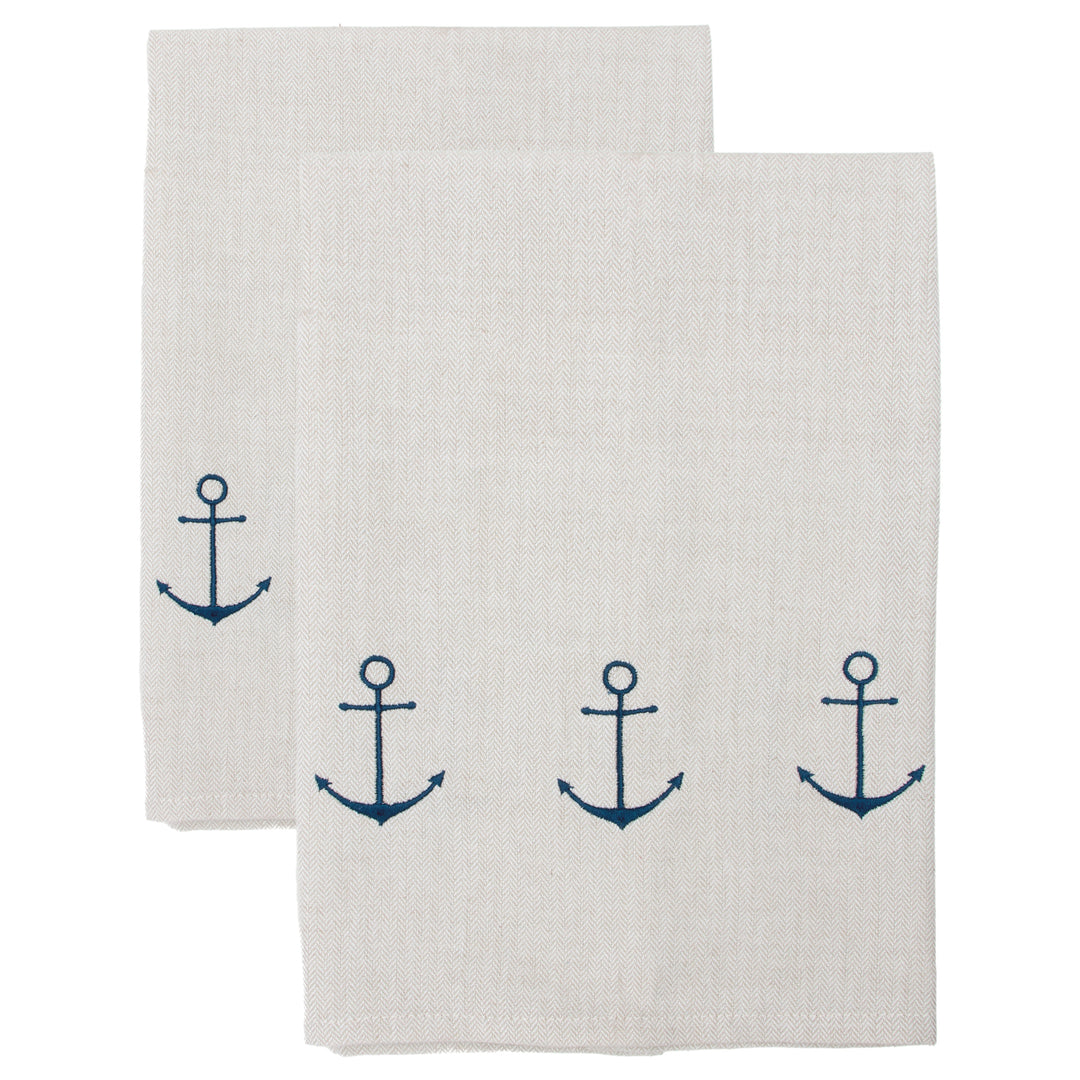 Anchor Embroidered Tea Towels Set of 2