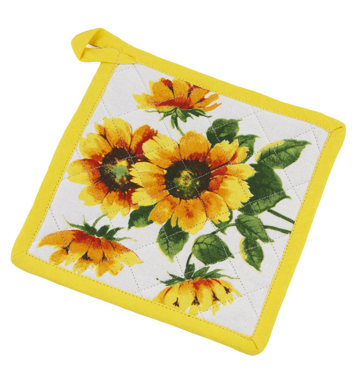 Juego de manoplas y agarraderas para horno con girasoles coloridos