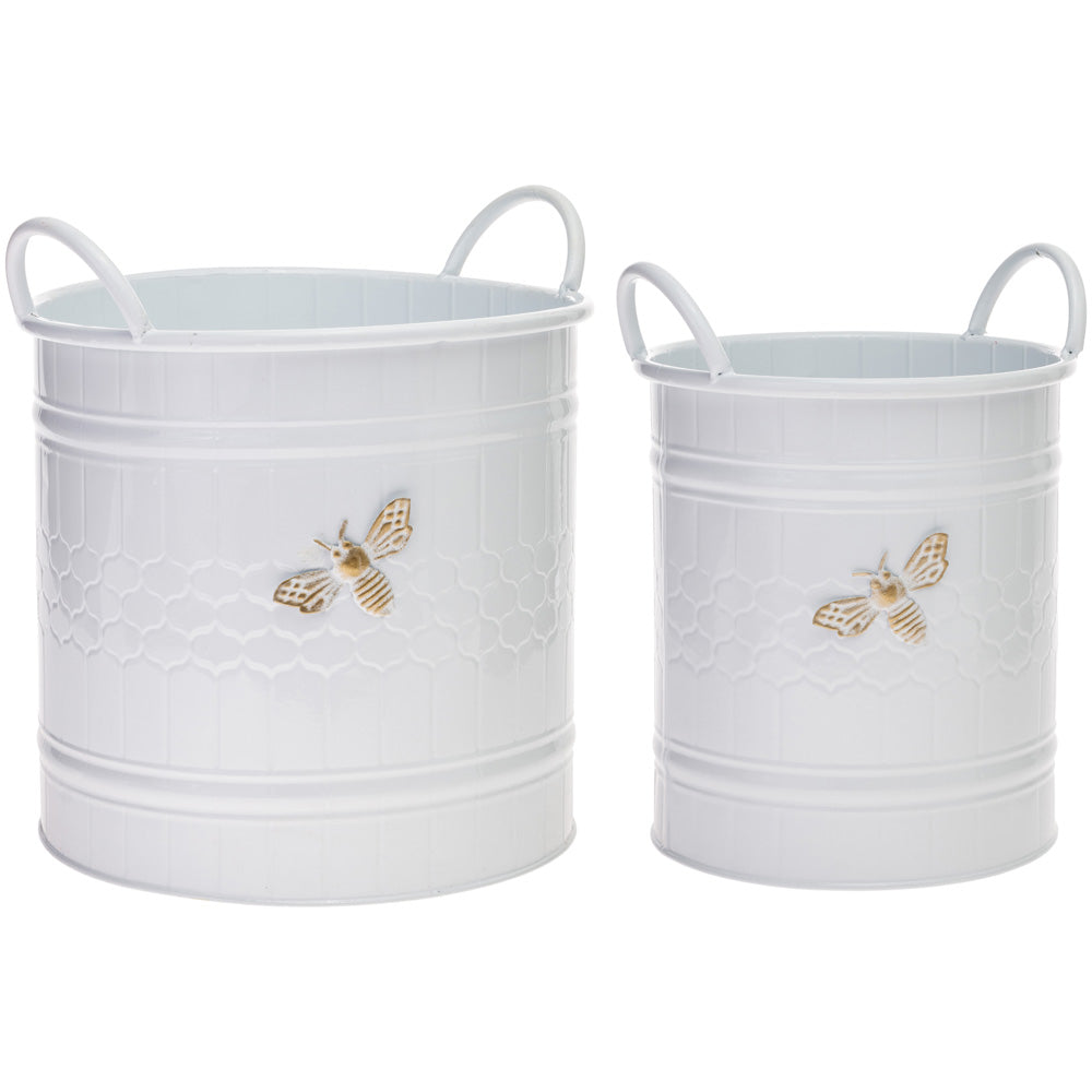 Cubos redondos blancos con forma de abeja (juego de 2)