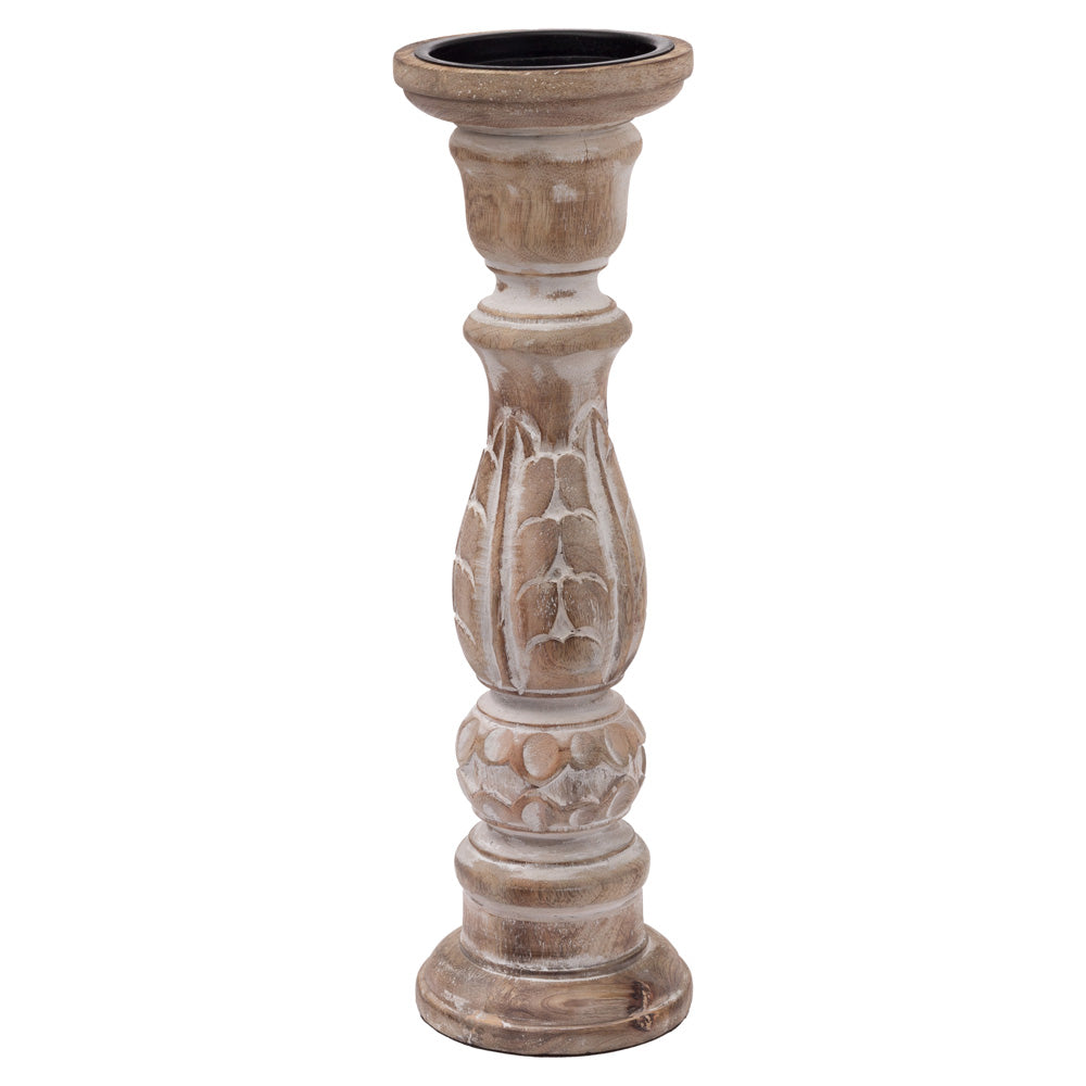 Candelabro de madera tallada Agra (juego de 3)