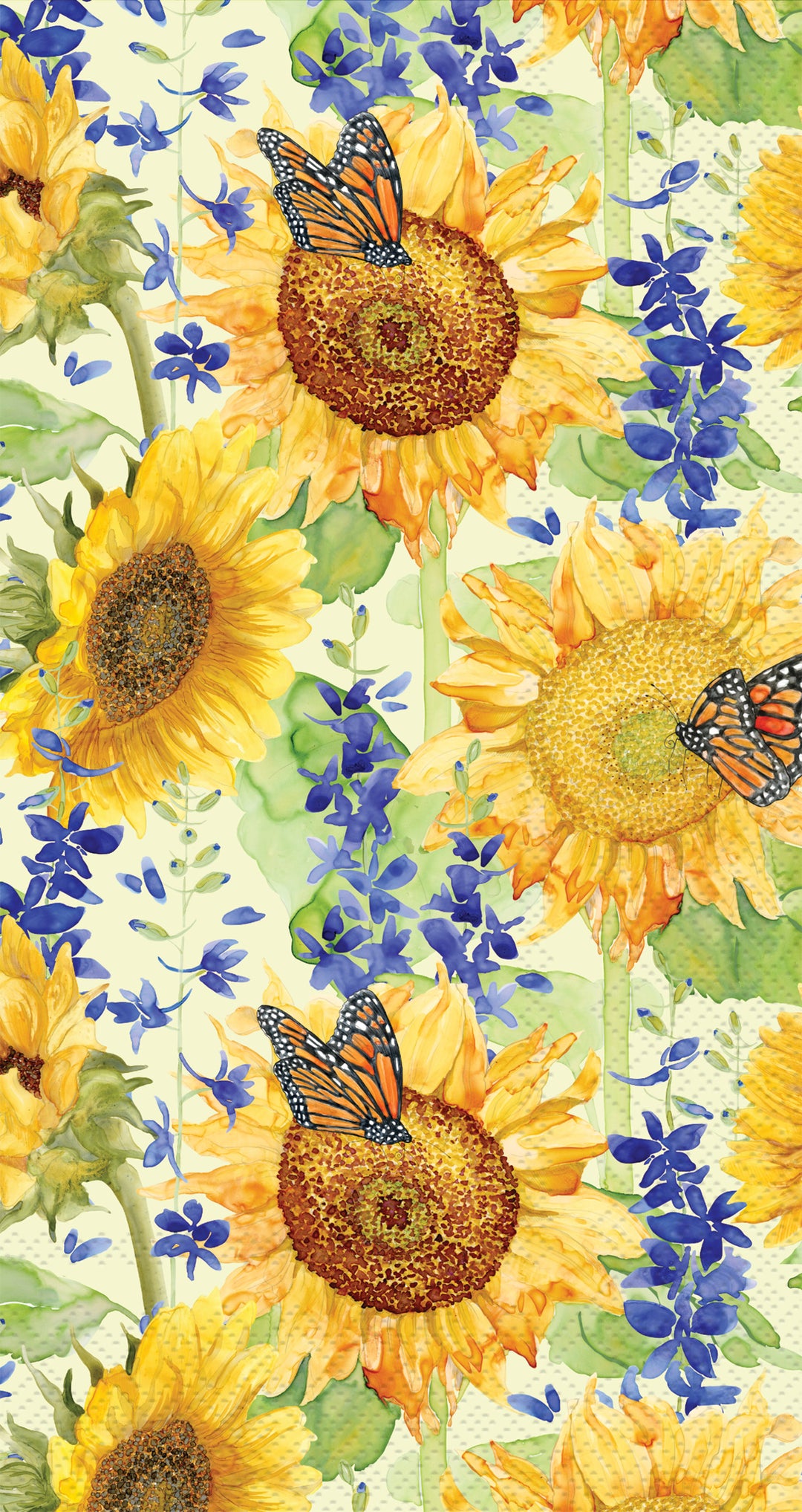 Toalla de invitados con girasoles y espuelas de caballero